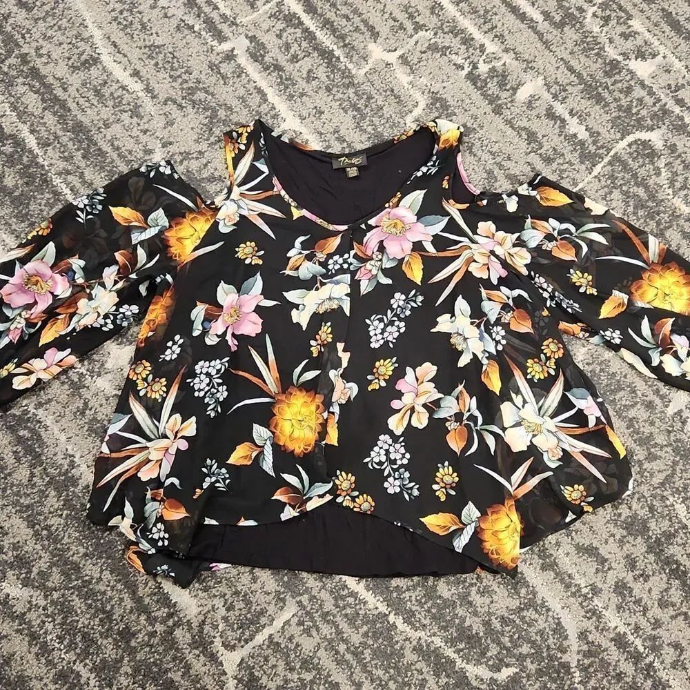 Thalia Sodi Floral Open Shoulder Top XL